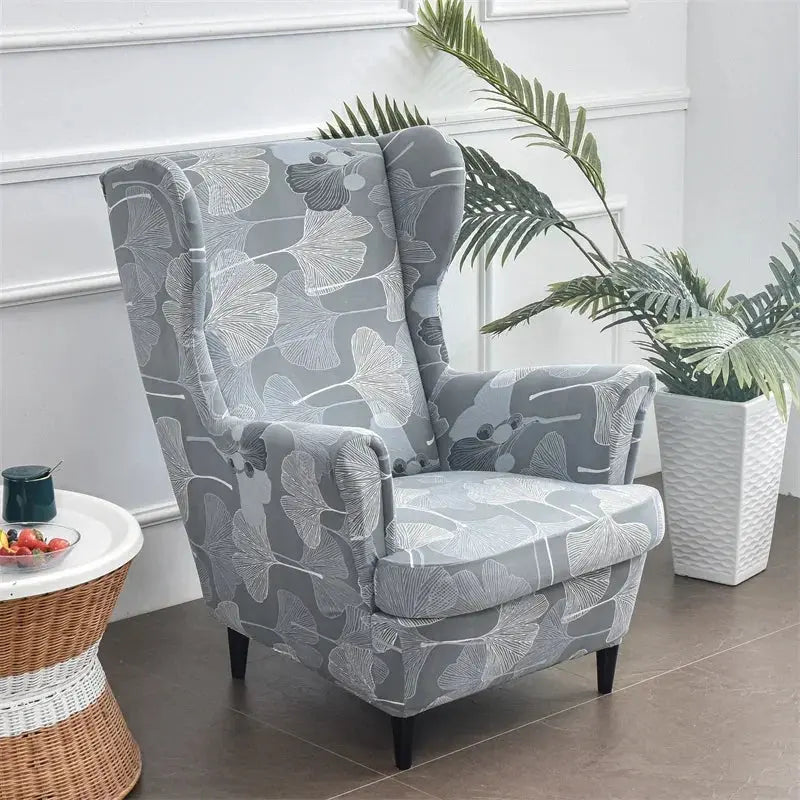 Housse de chaise à ailes imprimées feuilles, housse de fauteuil extensible en Spandex, style nordique amovible, housse de canapé relaxante, housse de protection pour meubles Housse de France