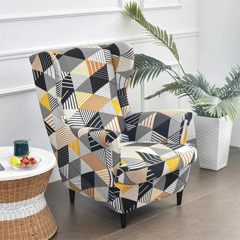 Housse de chaise à ailes imprimées feuilles, housse de fauteuil extensible en Spandex, style nordique amovible, housse de canapé relaxante, housse de protection pour meubles Housse de France