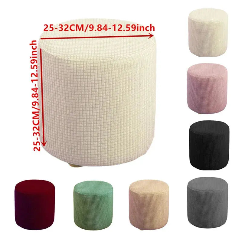 Housse de repose-pieds de forme ronde, 1 pièce, housse de siège, coussin de chaise, en Polyester, élastique, à carreaux, pouf, pour salon Housse de France