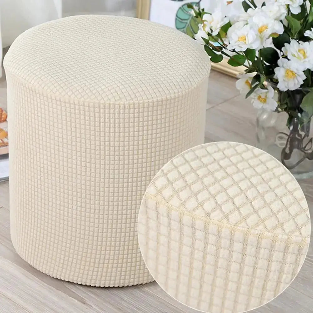 Housse de repose-pieds de forme ronde, 1 pièce, housse de siège, coussin de chaise, en Polyester, élastique, à carreaux, pouf, pour salon Housse de France