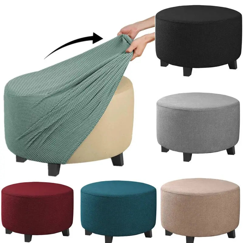 Housse de repose-pieds ronde en Spandex, 1 pièce, protection de repose-pieds élastique en polaire, housse de repose-pieds pour salon et maison Housse de France