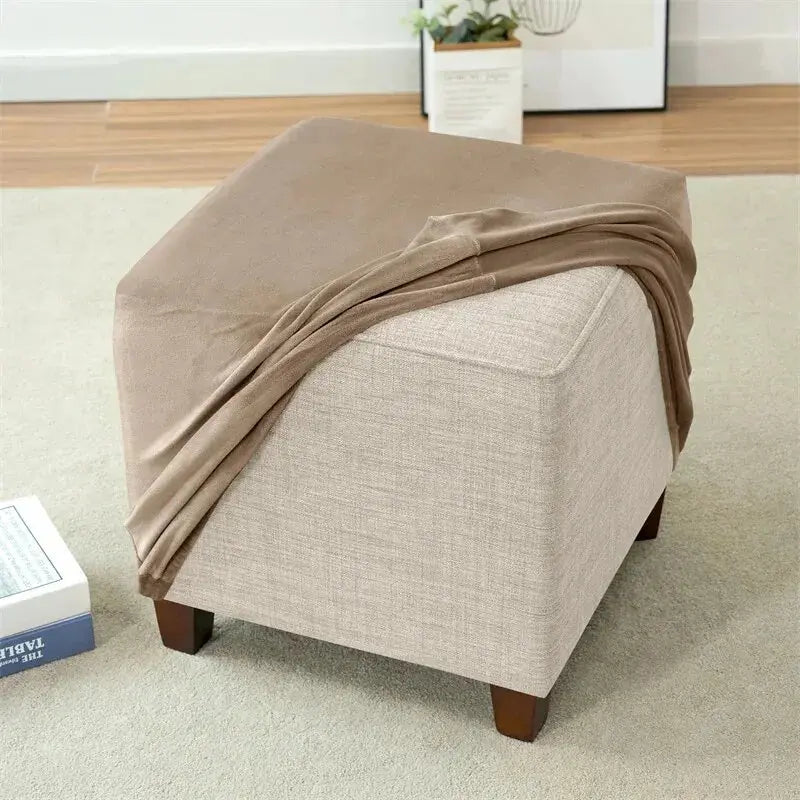 Housses de repose-pieds élastiques en velours doux, étui de protection de meubles, housses de tabouret pouf, maison de salon Housse de France