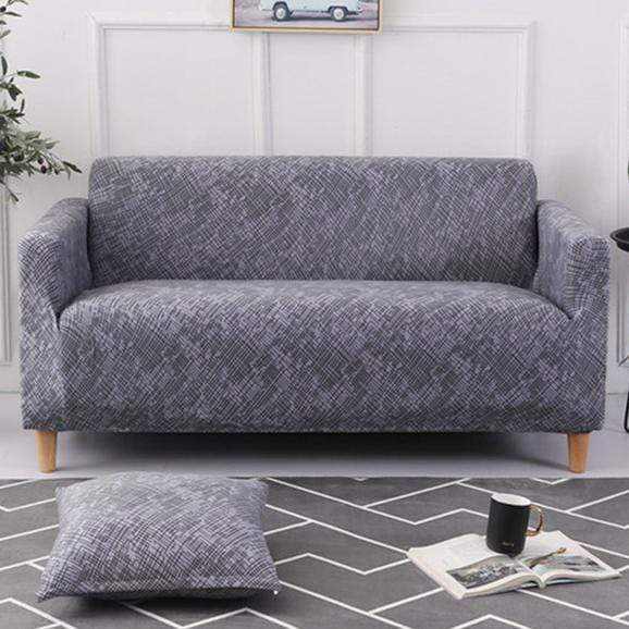 Housse canapé MAGIC SOFA imprimée 3 places installée, décoration intérieure contemporaine