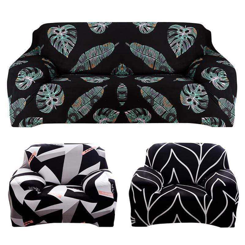Détail motif imprimé housse de canapé extensible MAGIC SOFA - tissu coton élastique