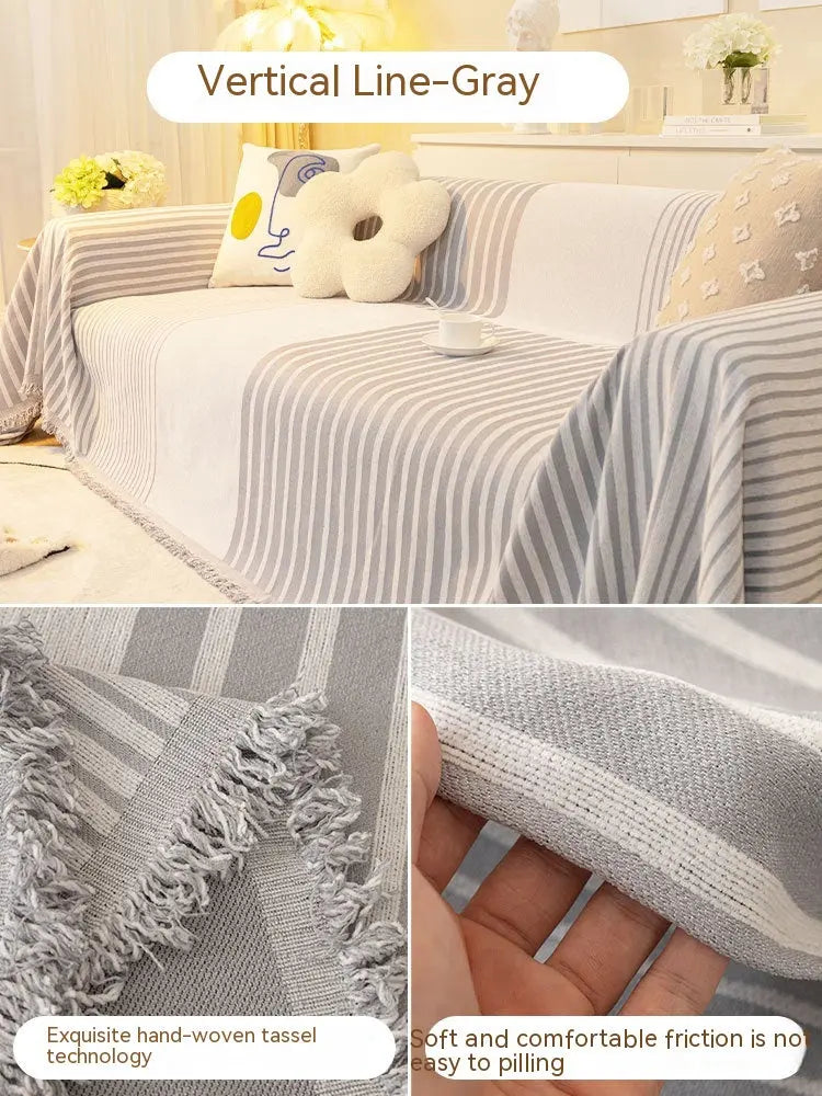 Plaid Canapé Anti-Griffure CLARON FS Vertical Line Gray-180x260cm