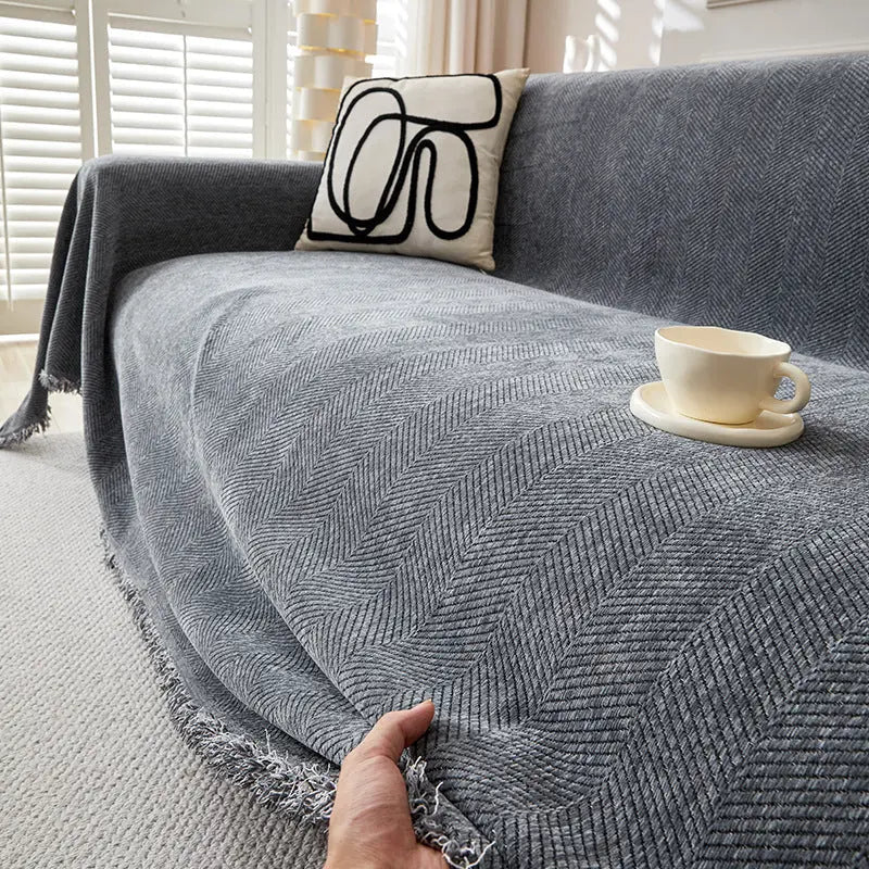 Plaid Canapé Antitache ERENIX Fishbone Dark Gray-180×300cm