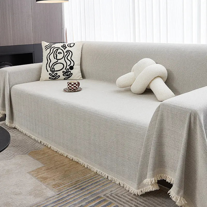 Plaid Canapé Chenille HERRIEX Yb Herringbone Beige-180X180cm
