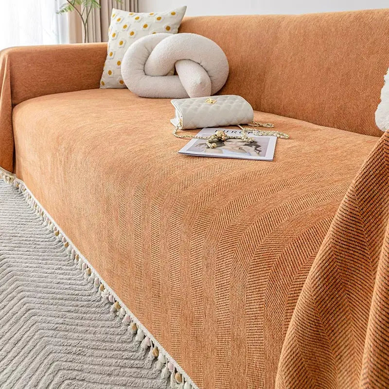 Plaid Canapé Chenille Moderne VERIA Orange Red-180x130