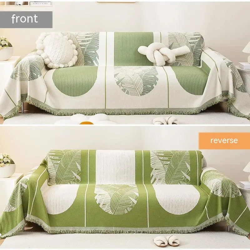 Plaid Canapé Chenille SOVAL Feather Leaf Green-180x130cm