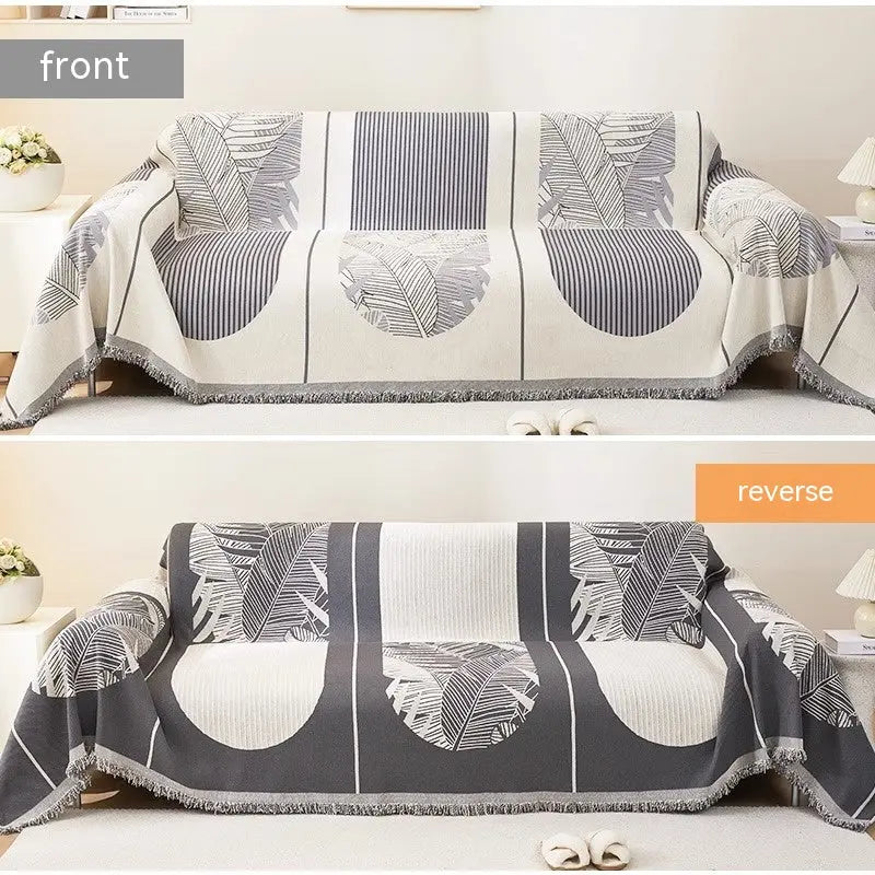 Plaid Canapé Chenille SOVAL Feather Leaf Gray-180x230cm