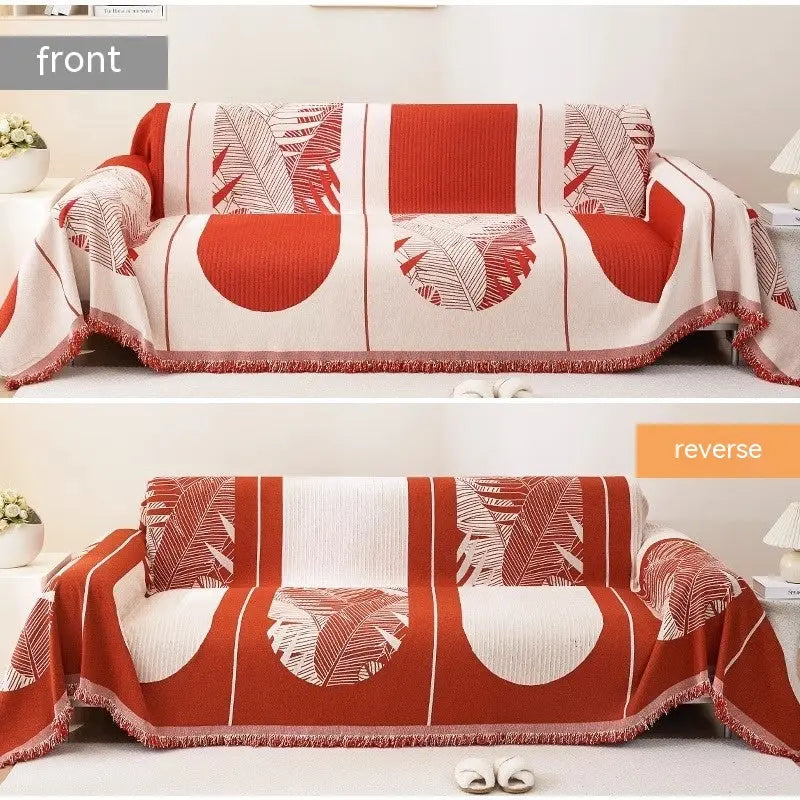 Plaid Canapé Chenille SOVAL Feather Leaf Red-180x300cm