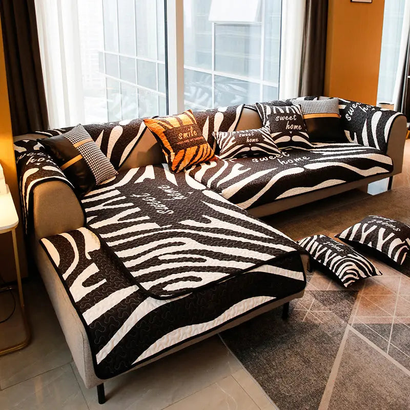 Plaid Canapé Coton Rayè SOFASTYLE Zebra pattern-70x70cm