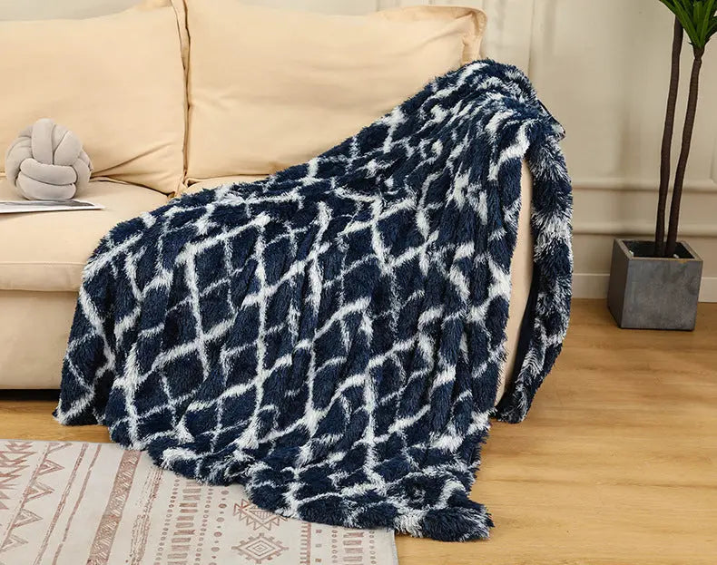 Plaid Canapé Douillet COCON Navy blue grid-152x203cm