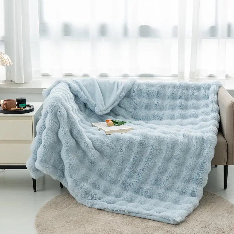 Plaid Canapé Flanelle SOPHIE Light Blue-130x160cm