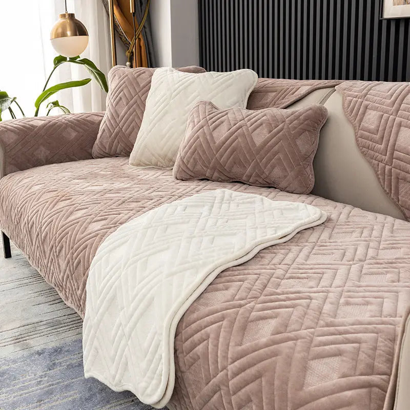 Plaid Canapé Luxe Velours SOFLUX Diamond Light Coffee-110x240CM
