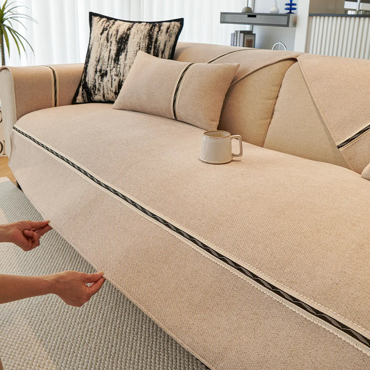 Plaid Canapé Moderne JOLLINE Milky White-110x160cm