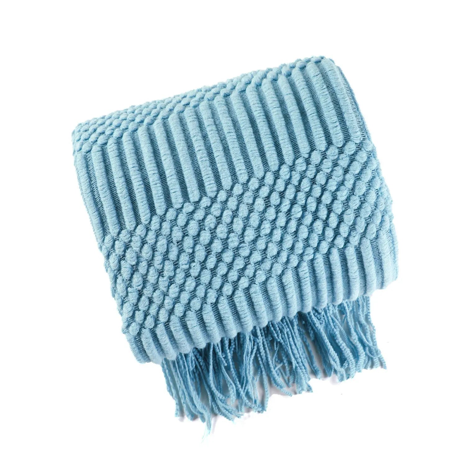 Plaid Canapé Moderne KIVARA Lake Blue-127 X180CM Including Tassels