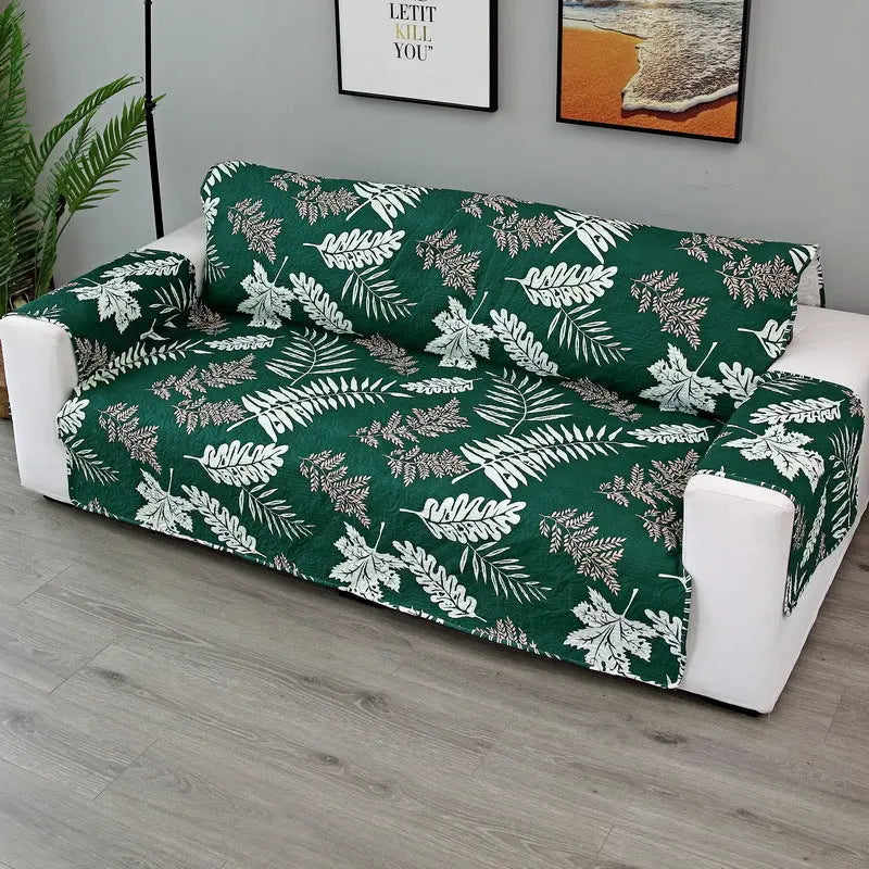 Plaid Canapé Moderne VIVADOW Leaf sofa cover dark green-Three people 190x196