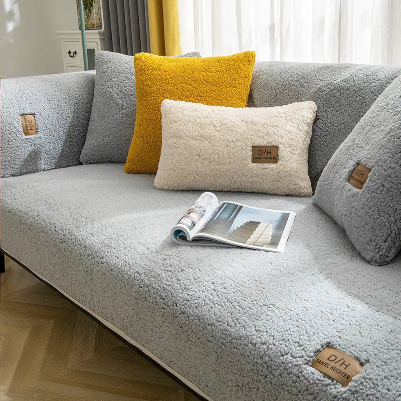 Plaid Canapé Velours Anti-Glisse LYSSA Grey-90x70cm
