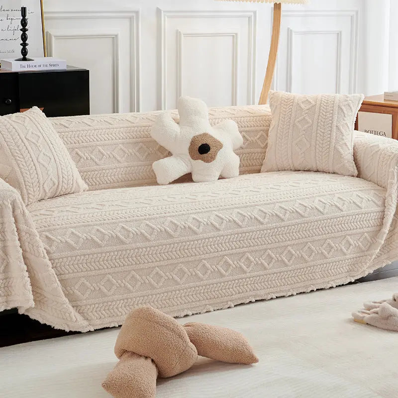 Plaid Canapé Velours ChaleurScratch Warm Fleece Beige-180x230CM