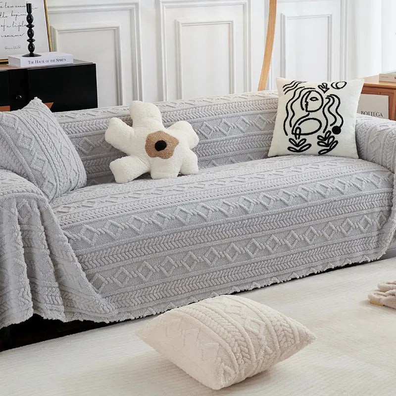 Plaid Canapé Velours ChaleurScratch Warm Fleece Grey-180x130CM