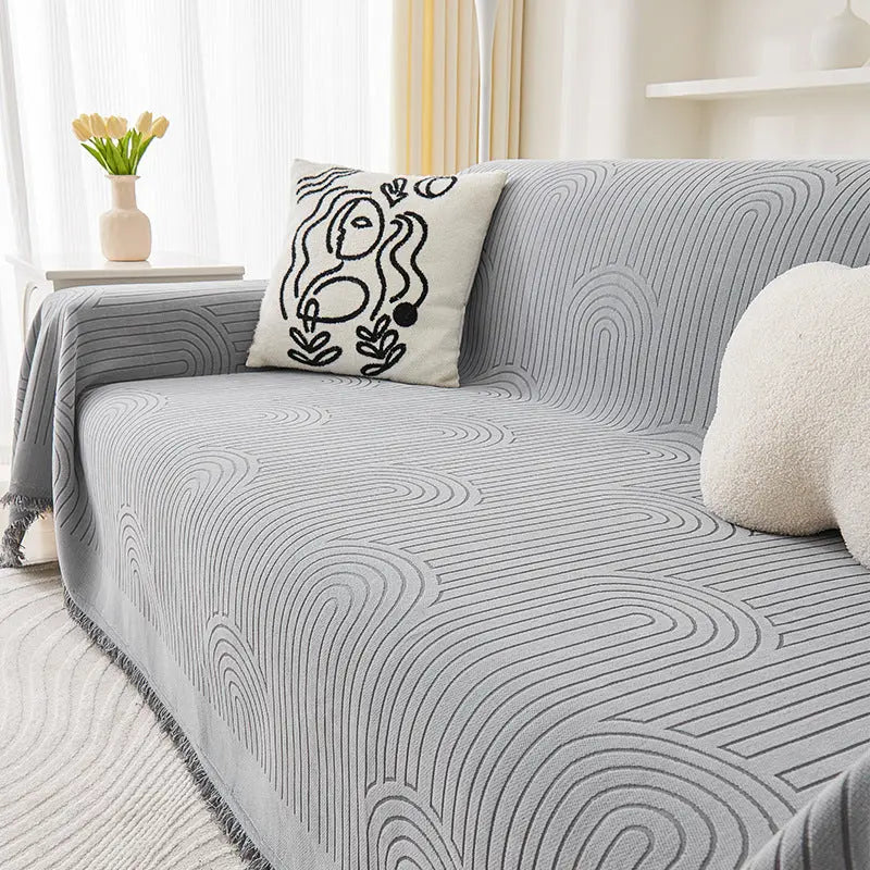 Plaid Canapé Anti-Griffes CHENILI YB Qi Feng Volume Gray-180x130cm