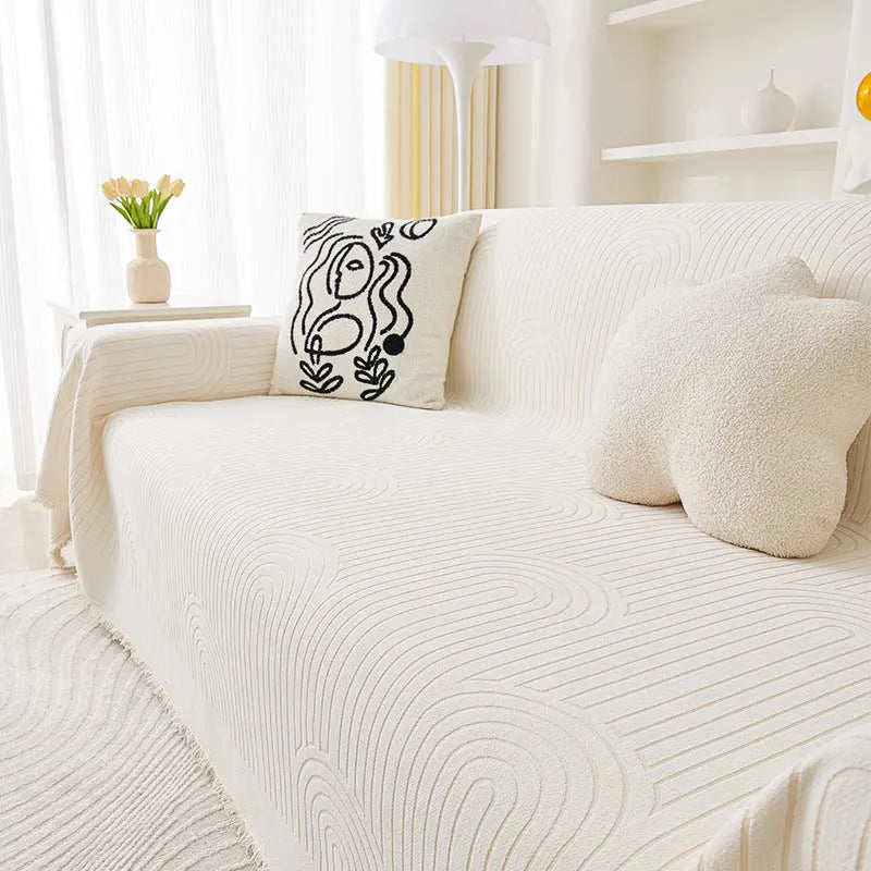Plaid Canapé Anti-Griffes CHENILI Yb Qifeng Roll White-180X400cm