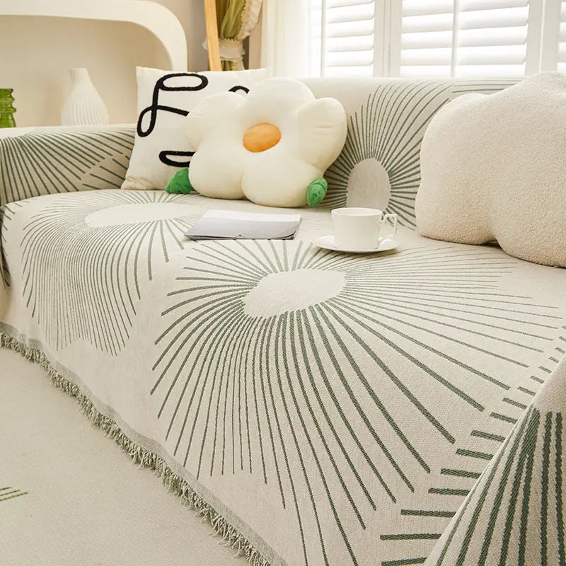 Plaid Canapé Anti-Griffure CHENYE MY2 Nordic Lines Green-180x300cm