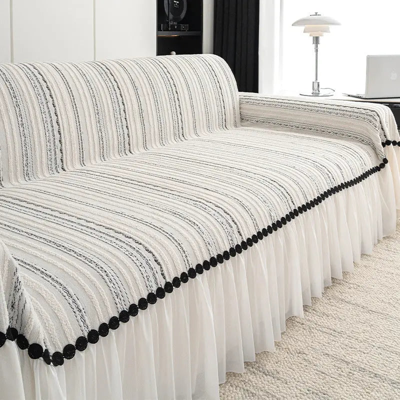 Plaid Canapé Chenille Élégant SOFILA Black And White-180X180cm