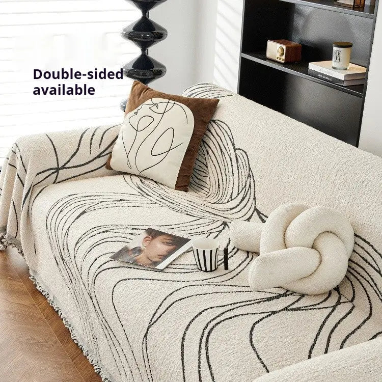 Plaid Canapé Chenille Moderne SIMOLI Minimalist Line Gray-180X130cm