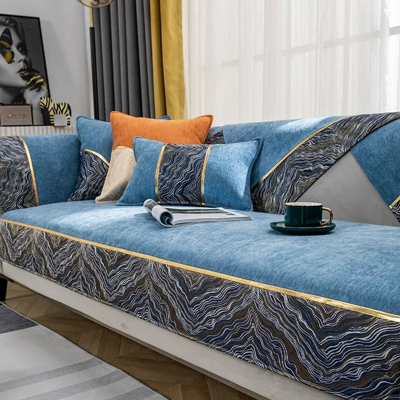 Plaid Canapé Chic Chenille LUXORA Blue-30x50cm pillowcase