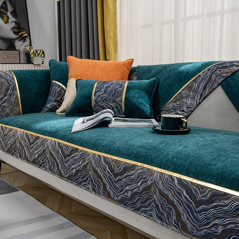 Plaid Canapé Chic Chenille LUXORA Dark green-70x180
