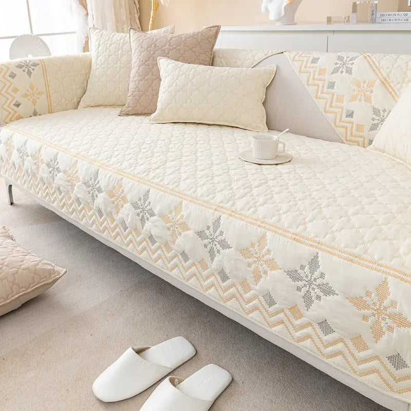 Plaid Canapé Coton Jersey PLAODECO Amorous Feelings Beige-110X110CM