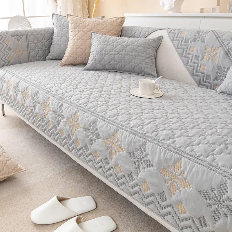 Plaid Canapé Coton Jersey PLAODECO Style Light Gray-45x45CM Pillowcase