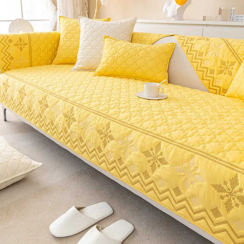Plaid Canapé Coton Jersey PLAODECO Amorous Feelings Yellow-70X210CM