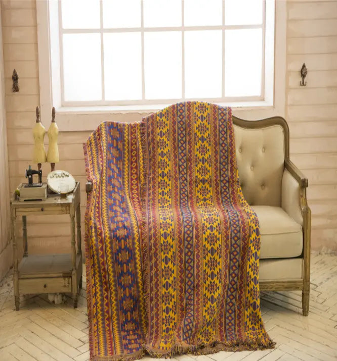 Plaid Canapé Coton Méditerranéen GEOMYN Brown-180x230cm
