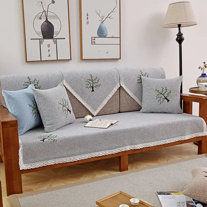Plaid Canapé Coton Minimalist TRESPA Youth tree grey-110x110cm