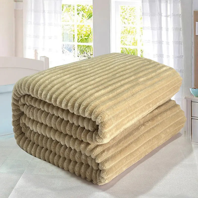 Plaid Canapé Doux LISA Khaki Camel-100cmx150cm Single Blanket