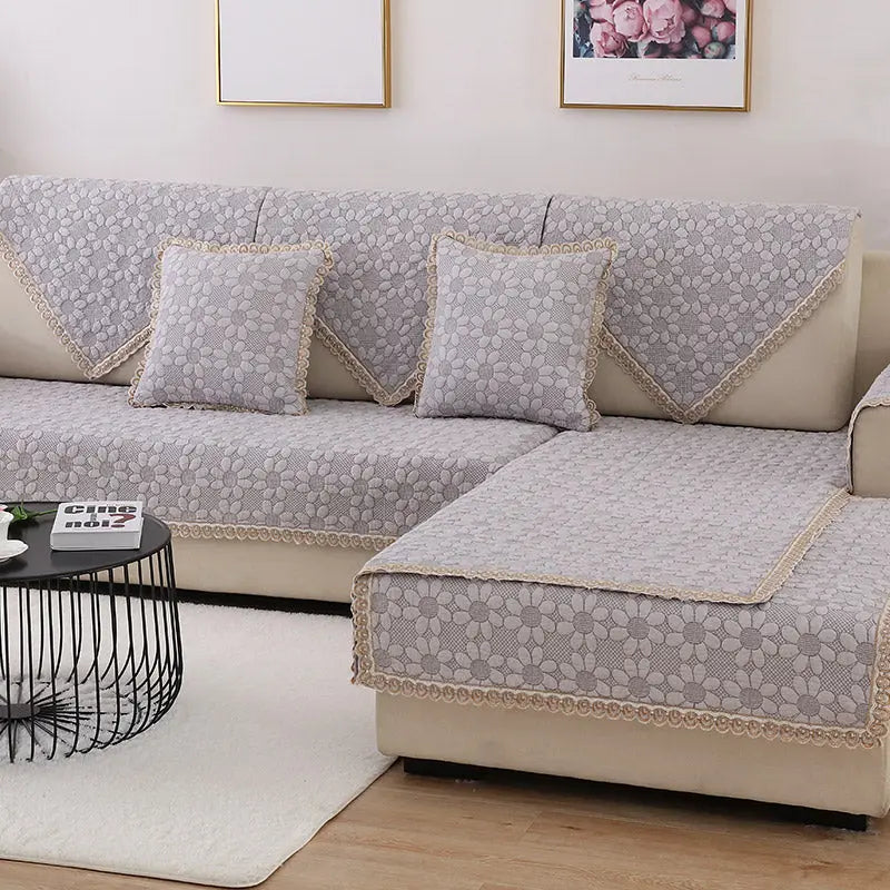 Plaid Canapé Moderne Ensemble FLOREA SunflowerBeige-90x210