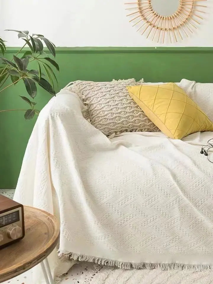 Plaid Canapé Moderne Polyester **CHENLEA** White Plaid-90x150cm 