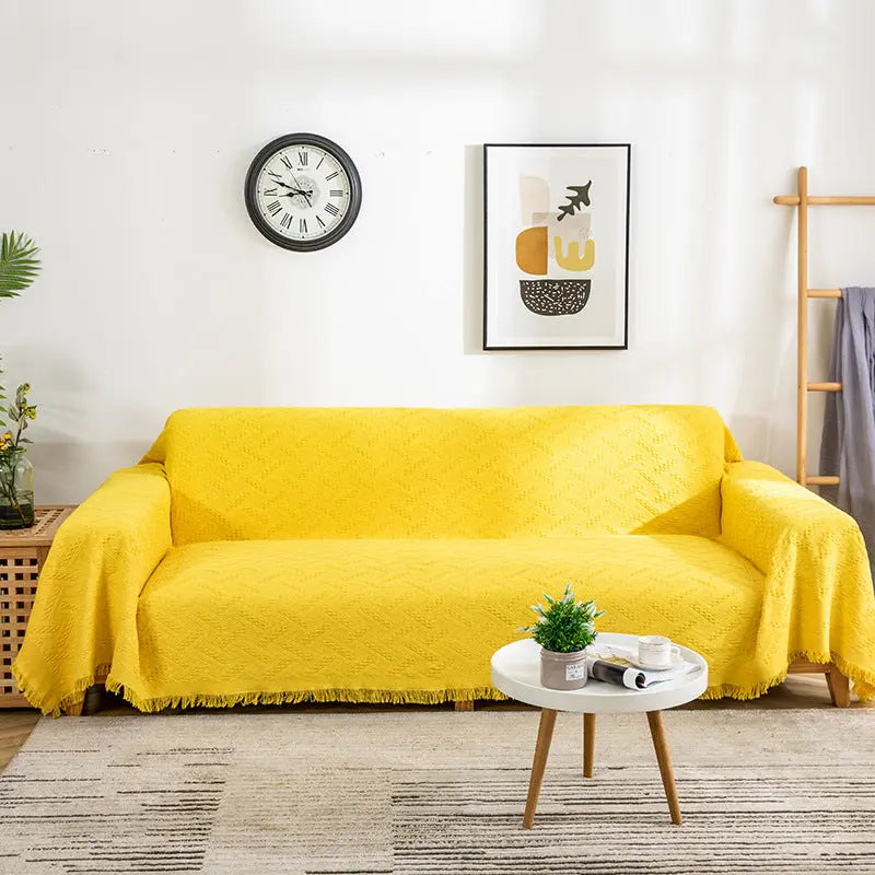 Plaid Canapé Moderne Polyester **CHENLEA** Yellow Plaid-180x230cm