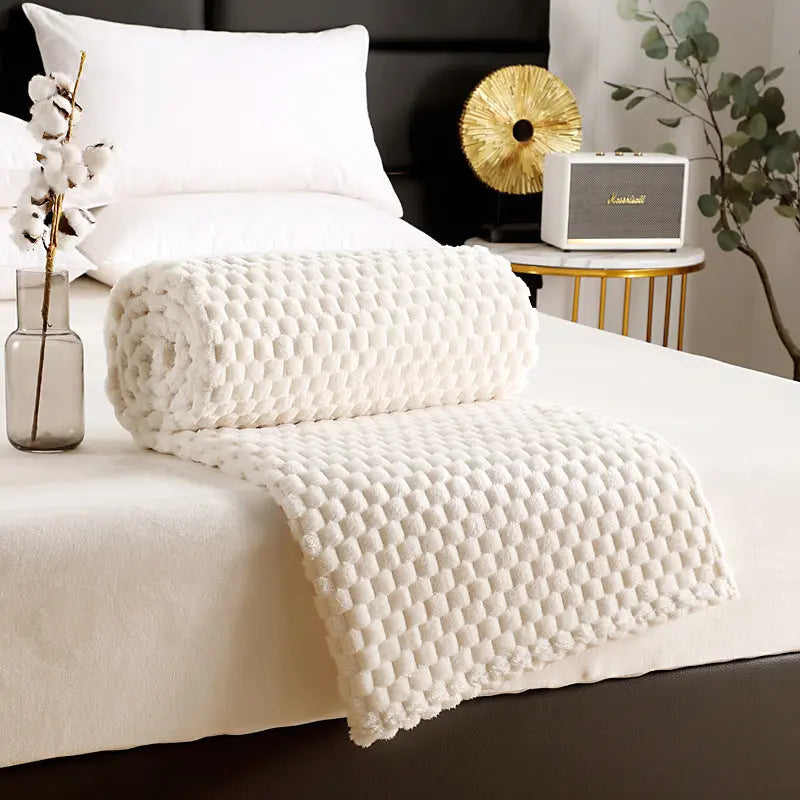 Plaid Canapé Polyester Universel FLANIO Beige-100X150cm-Nude Blanket
