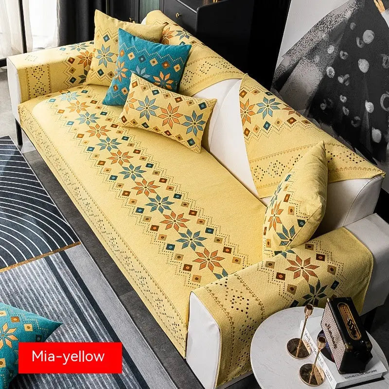 Plaid Canapé Universel Chenille IVY Yellow-90 × 180