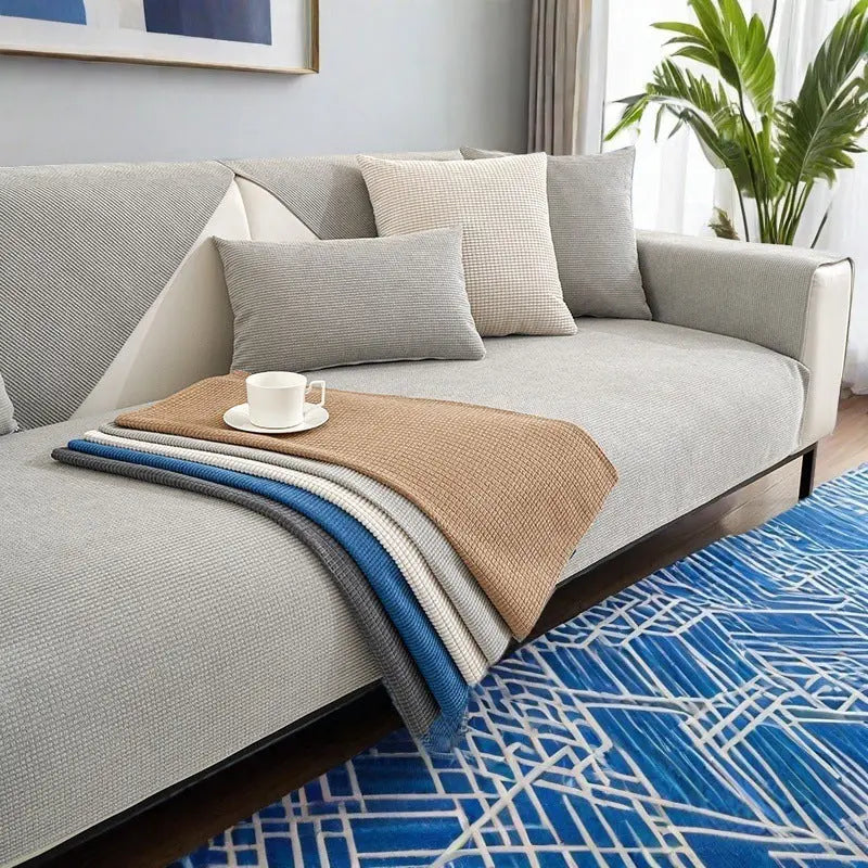Plaid Canapé Velours Moderne SOFANTA Light Gray-110x240 