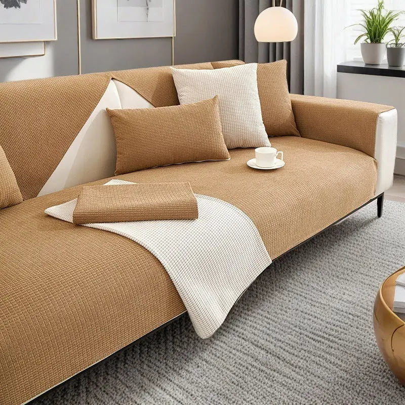 Plaid Canapé Velours Moderne SOFANTA Khaki-90x90 