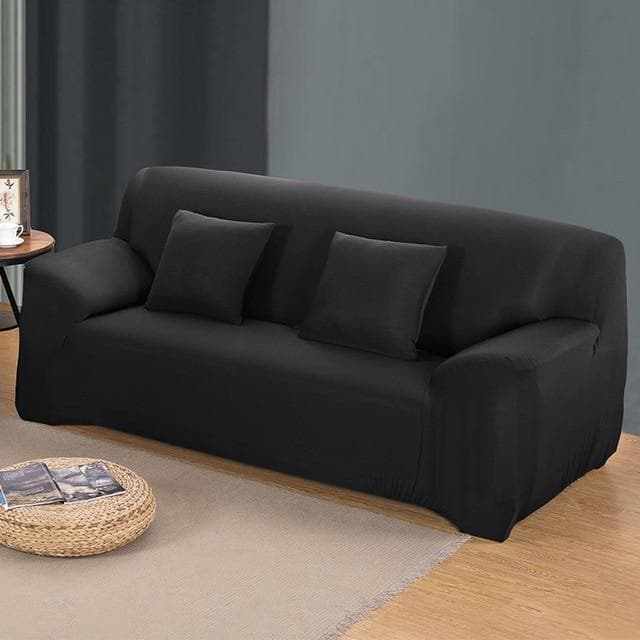 Housse canapé extensible microfibre SLIM installée sur canapé 3 places, salon moderne