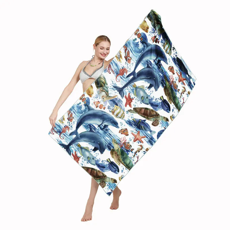 Serviette Plage Séchage Rapide TURBLAX Dolphin-90X180cm