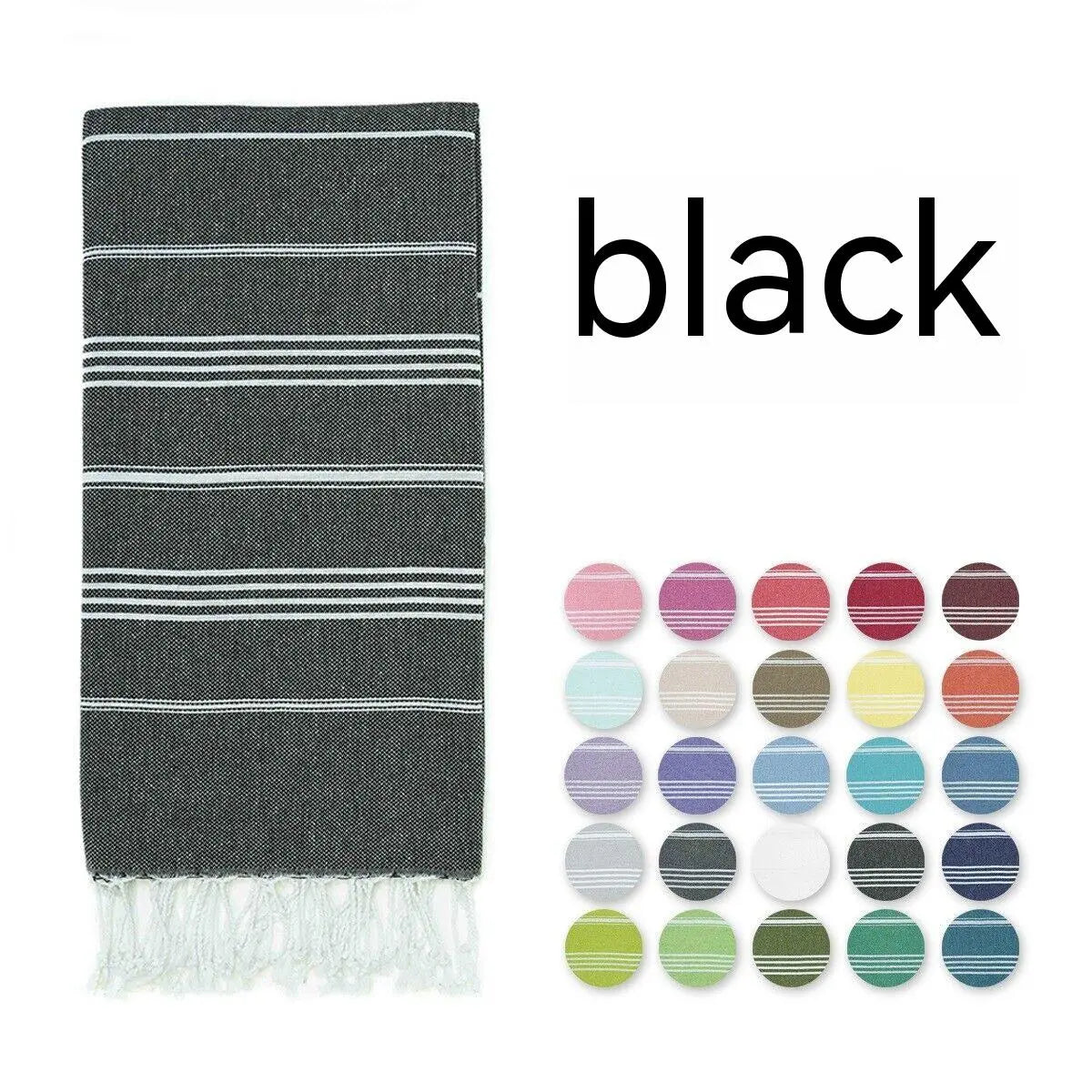 Serviette de Plage Luxe SABIT Turkish Stripe Black-70x140