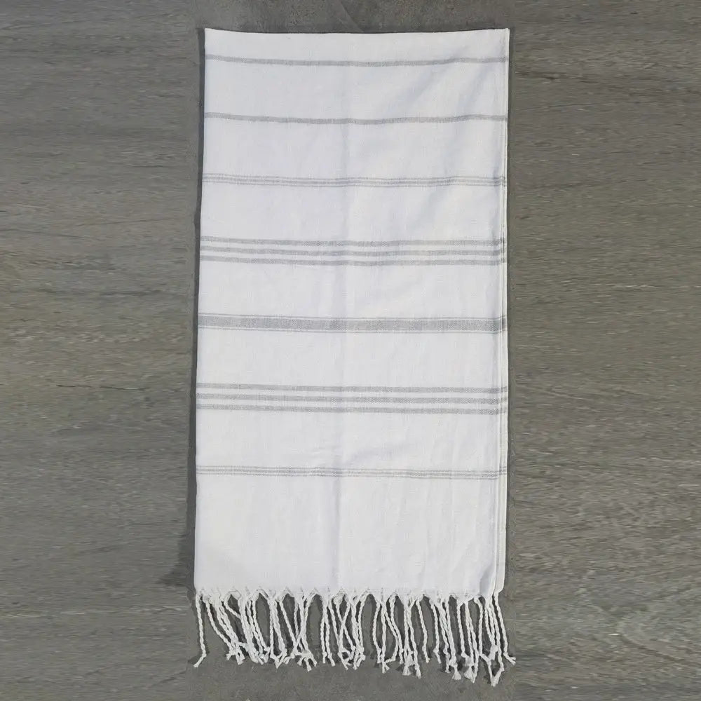 Serviette de Plage Luxe SABIT Turkish Stripe White Gray-70x140