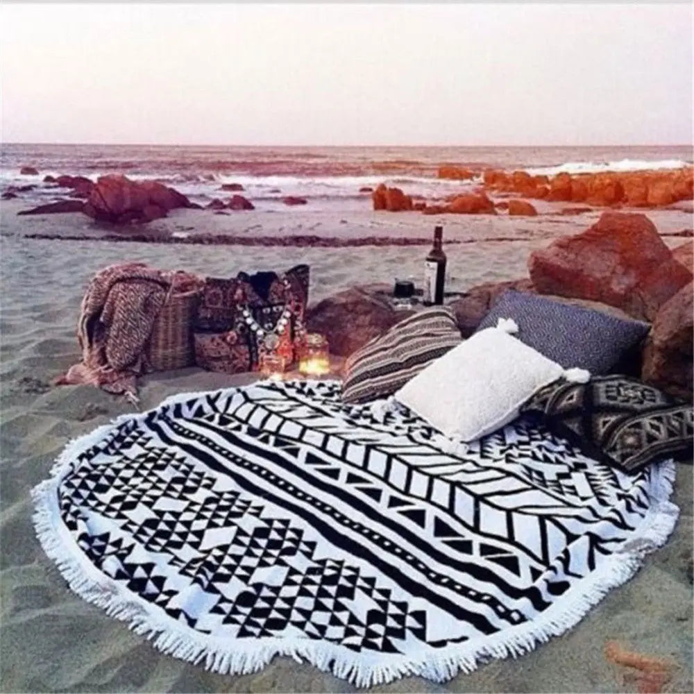 Serviette de Plage Ronde Soleil A-150X150cm
